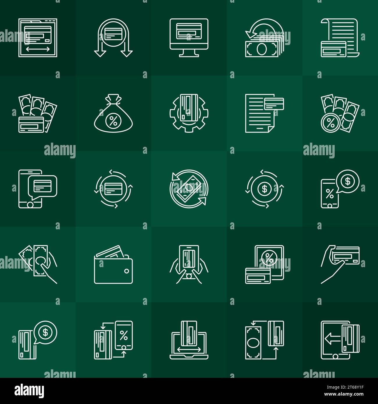 Cash Back linear concept icons collection. Vector cashback outline ...