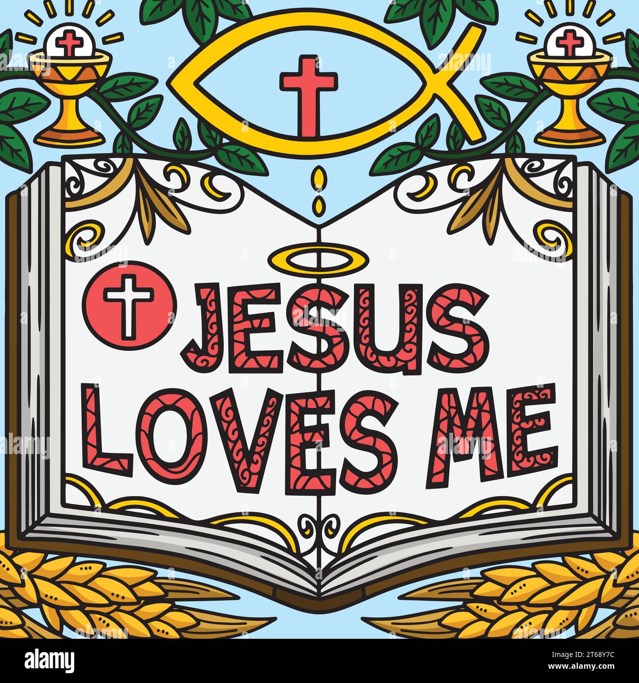 Christian Jesus Loves Me Colored Cartoon Stock Vector Image & Art - Alamy