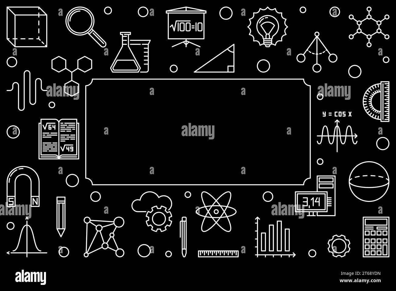 STEM horizontal frame with place for your text. Vector concept linear