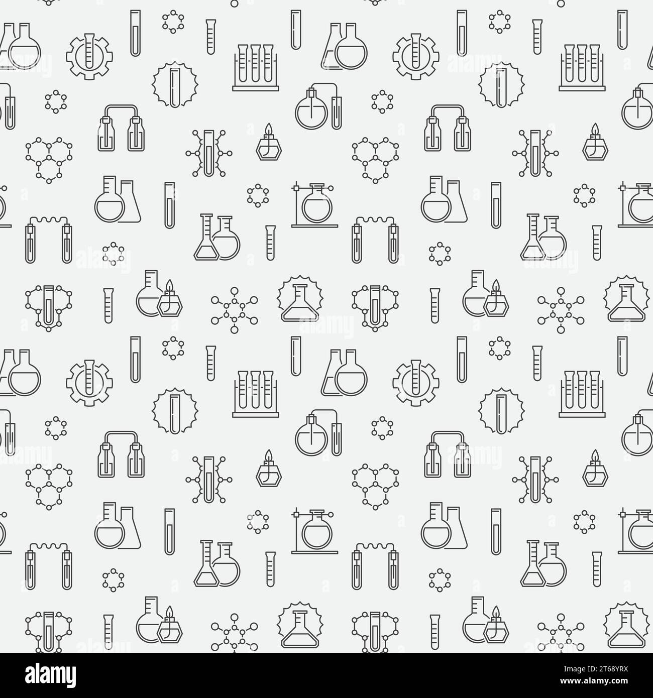 Chemical vector simple seamless pattern or background in linear style ...