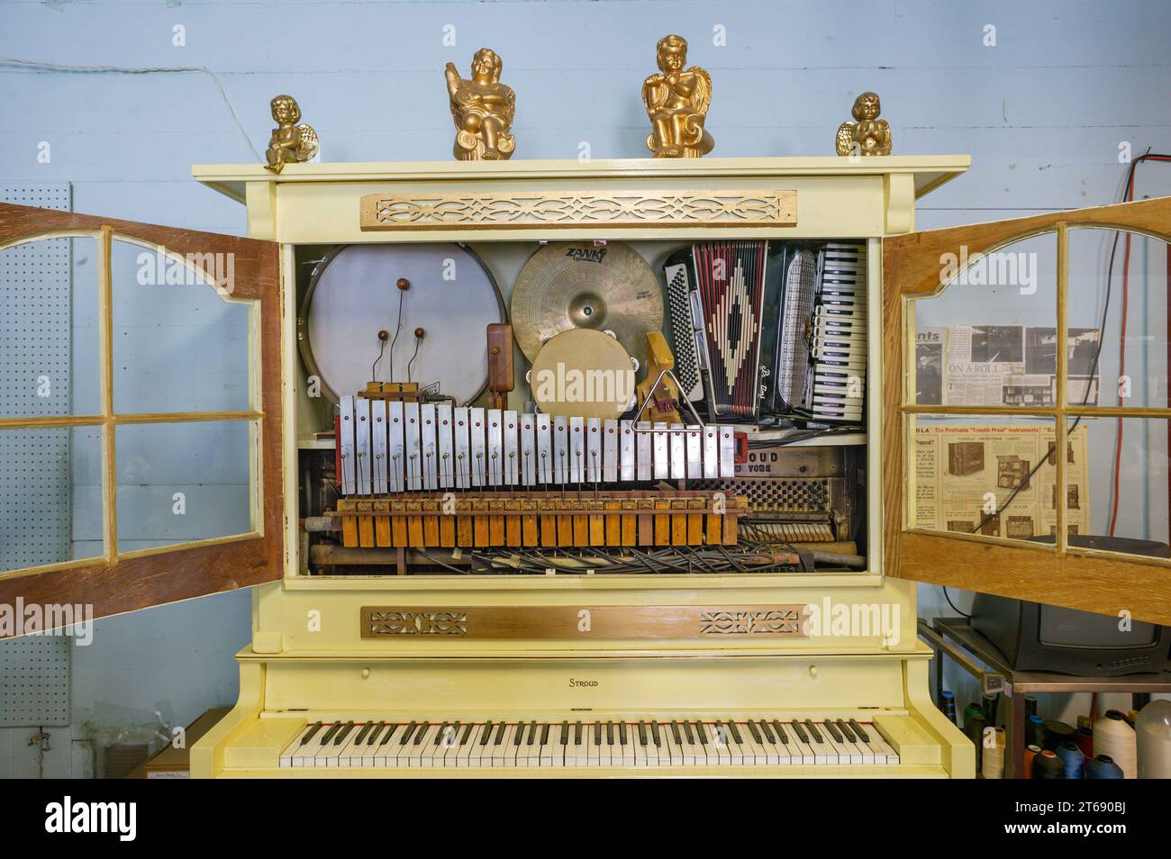 A Stroud Orchestrion, found in Nelliston, in the Mohawk Valley of New York State. Stock Photo