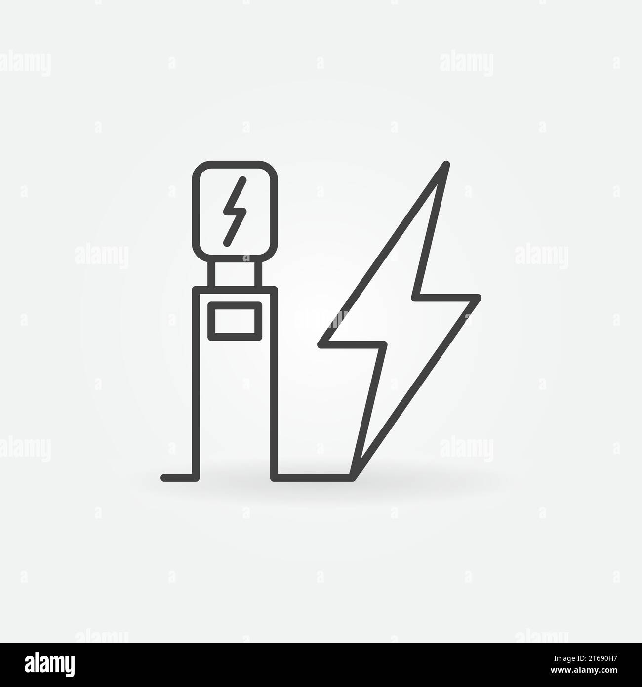Electric vehicle charging station vector outline concept icon or symbol Stock Vector
