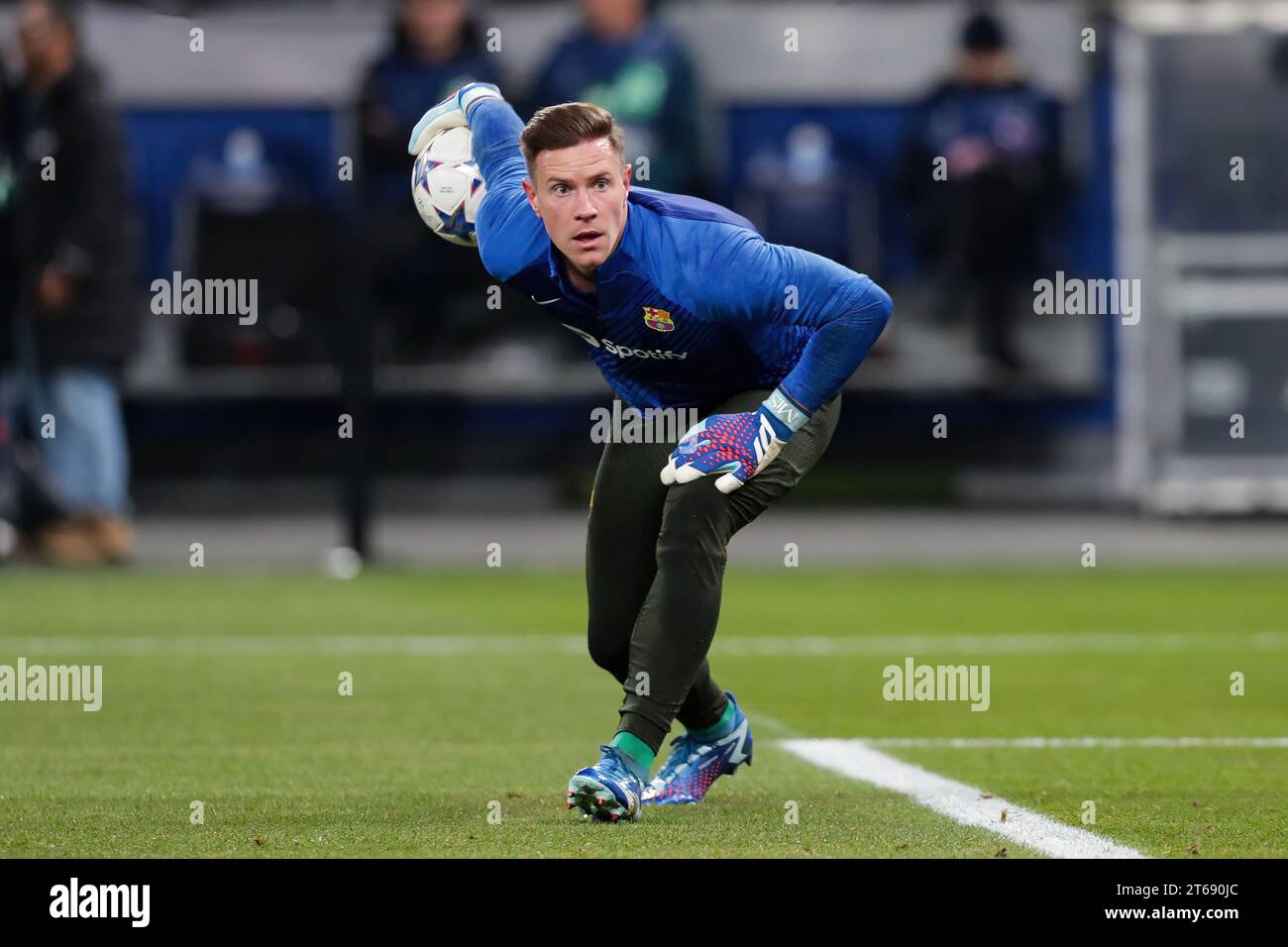 Hamburg, Germany. 07th Nov, 2023. Marc -Andre ter Stegen of FC Barcelona seen in action during UEFA Champions League 2023/2024 football match between FC Shakhtar Donetsk and FC Barcelona at Volksparkstadion (Hamburg). Final score; FC Shakhtar 1:0 FC Barcelona. Credit: SOPA Images Limited/Alamy Live News Stock Photo