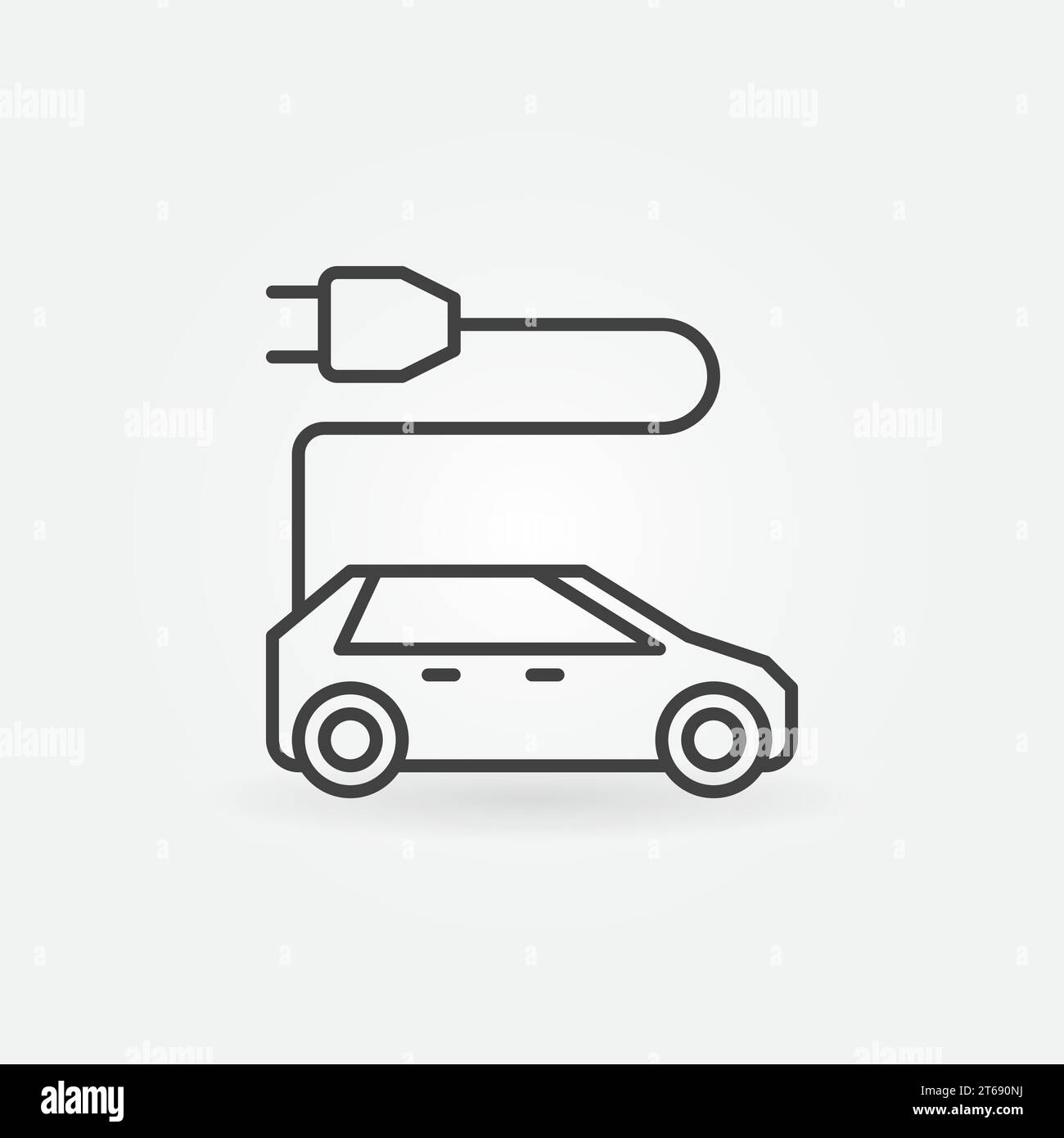 Vector electric car with plug minimal icon or sign in thin line style ...