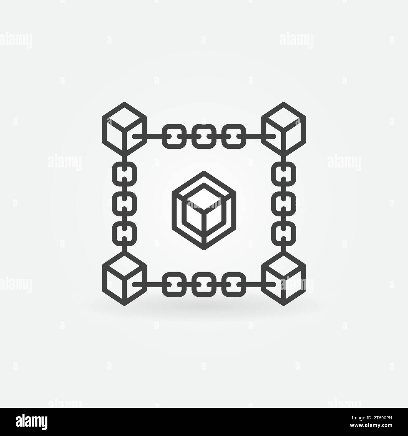 Block chain vector line concept icon. Blockchain technology concept ...