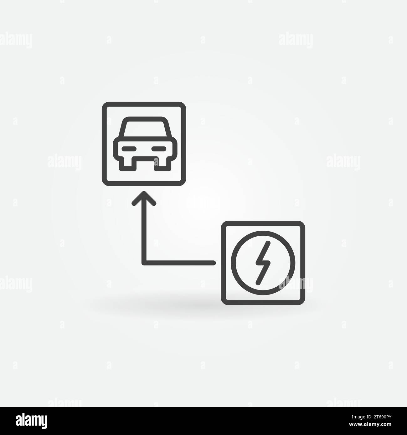 Lightning with Electric car vector outline concept icon or symbol Stock ...