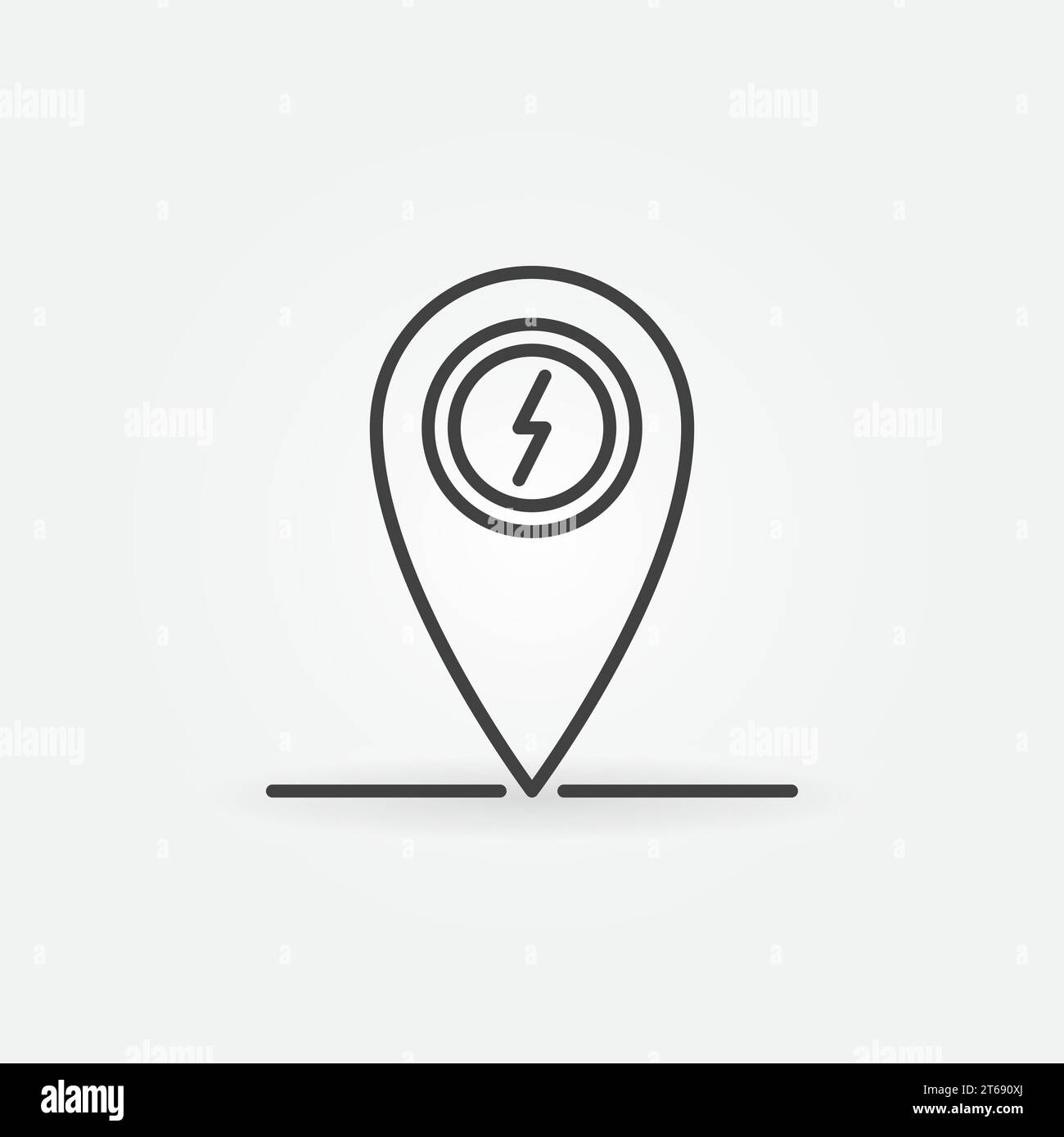 Map Pointer with lightning vector line icon. Power Electric Pointer symbol in thin line style Stock Vector