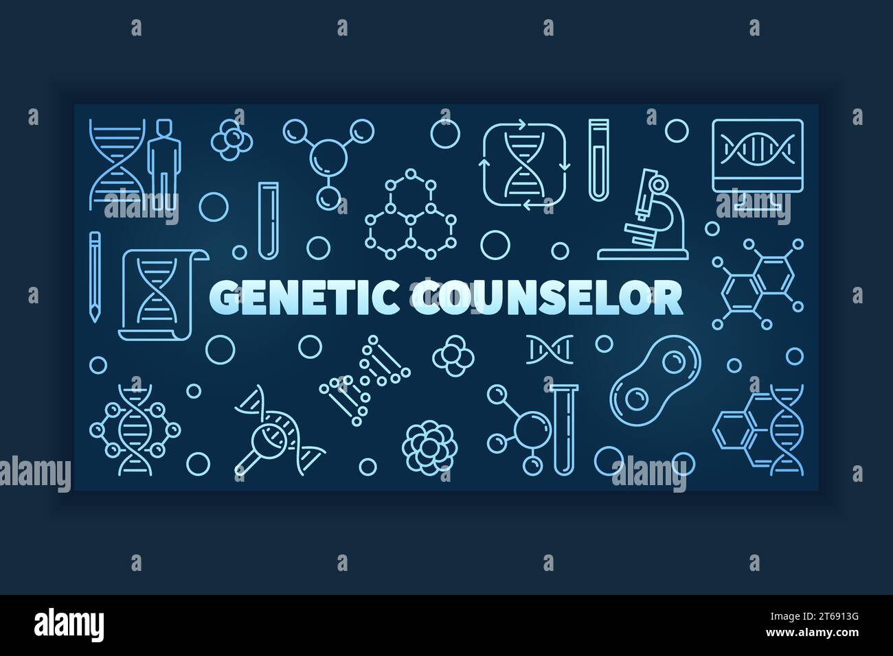 Genetic Counselor vector blue concept linear banner or illustration on ...