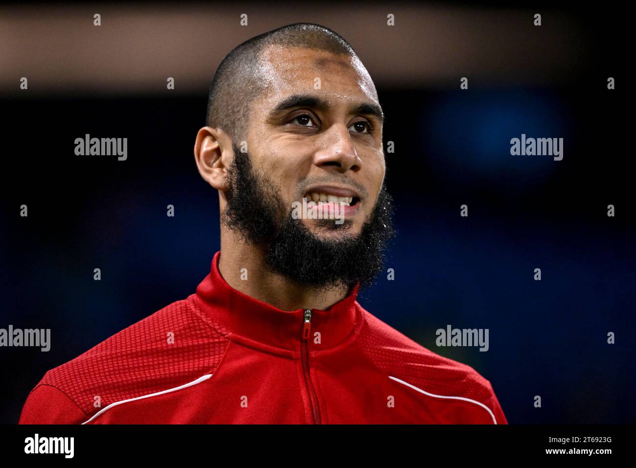 Aissa Laidouni of FC Union Berlin warms up during the Champions League Group C football match between SSC Napoli and FC Union Berlin at Diego Armando Maradona stadium in Naples (Italy), November 8th, 2023. Stock Photo