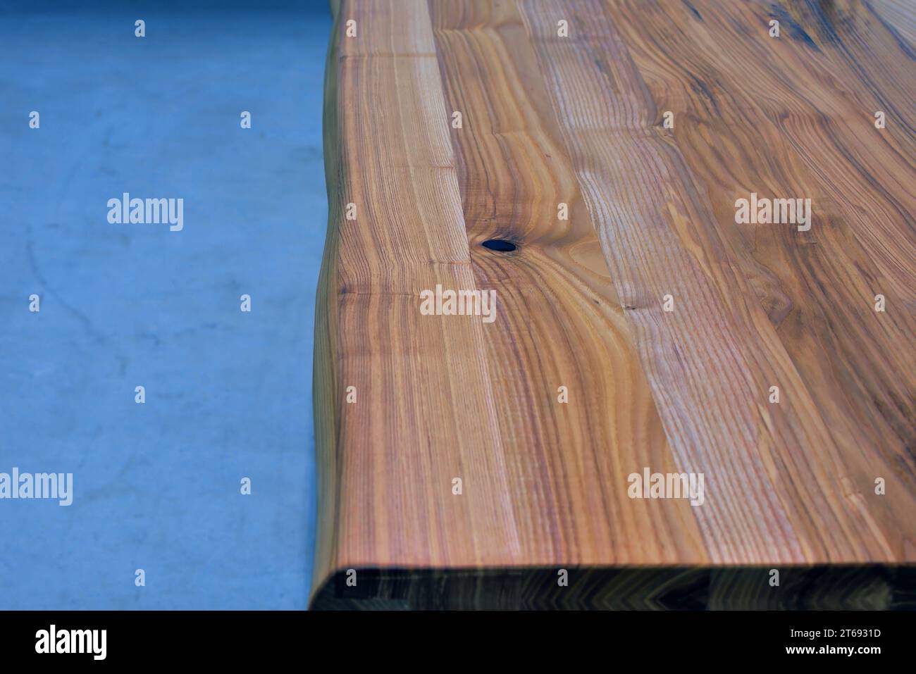 Wooden dinner table surface. Natural wood furniture close view isolated ...