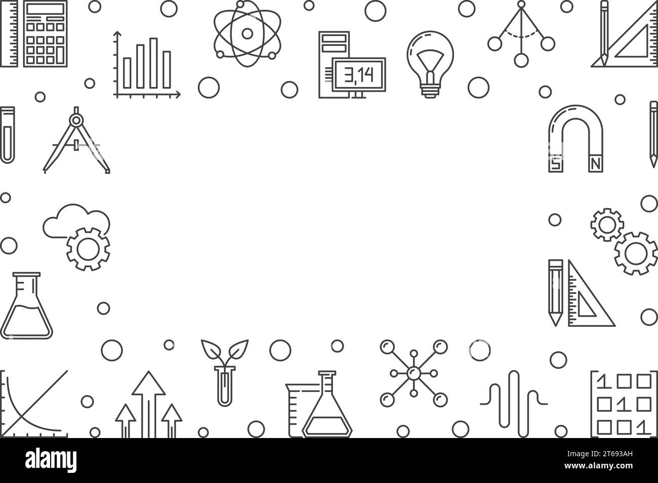 STEM minimal horizontal frame with empty space for text. Vector