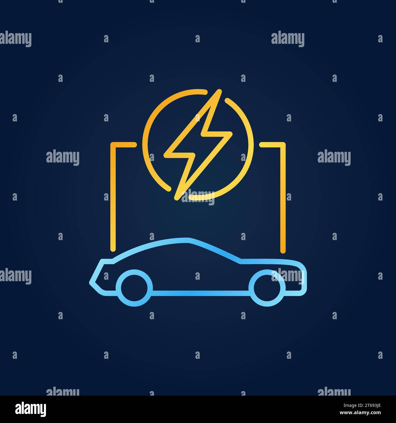 Outline electric car vector colorful icon or symbol on dark background ...