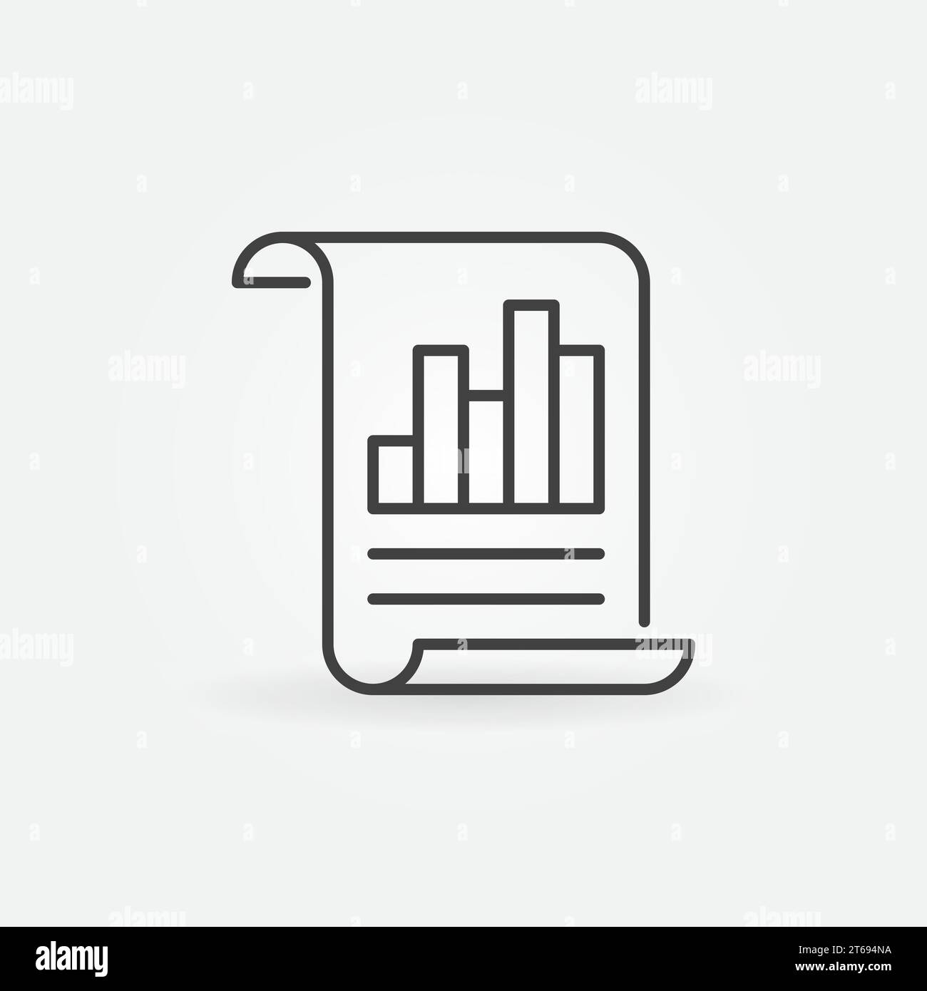 Business report line vector icon. Document with bar chart linear sign Stock Vector