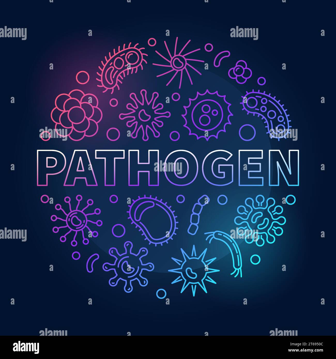 Pathogen round vector colorful concept illustration in outlline style ...