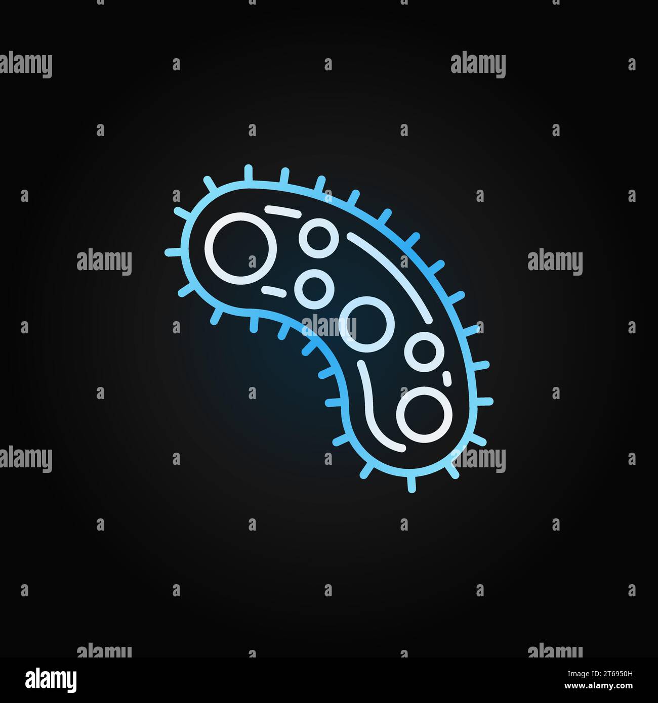 Virus icon. Vector Bacteria blue concept sign in linear style on dark ...