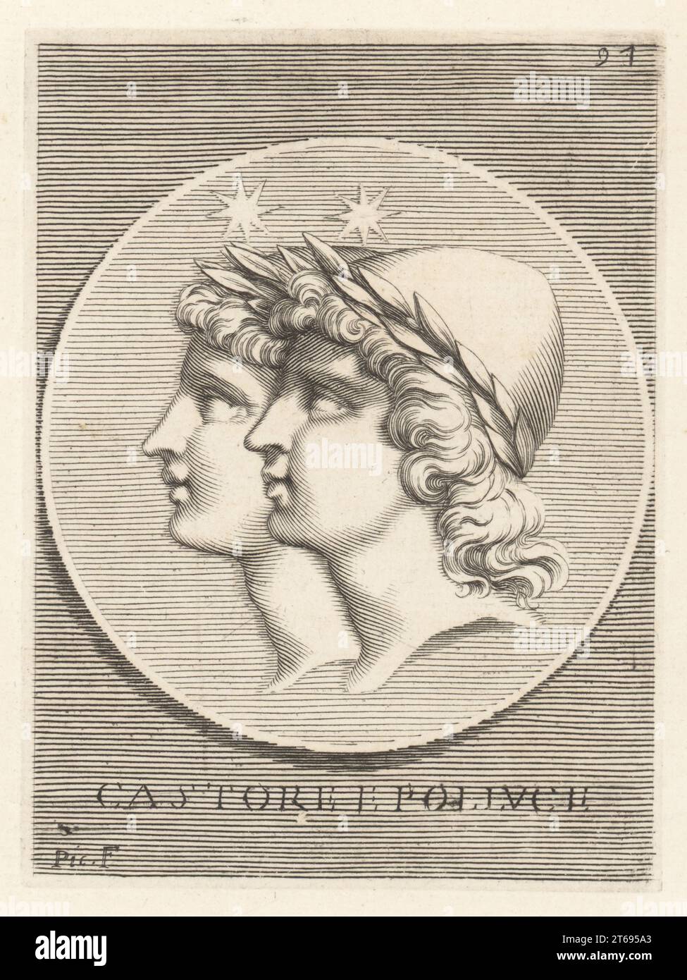 Heads of the Dioscuri, Castor and Pollux. Twin half brothers borne of ...