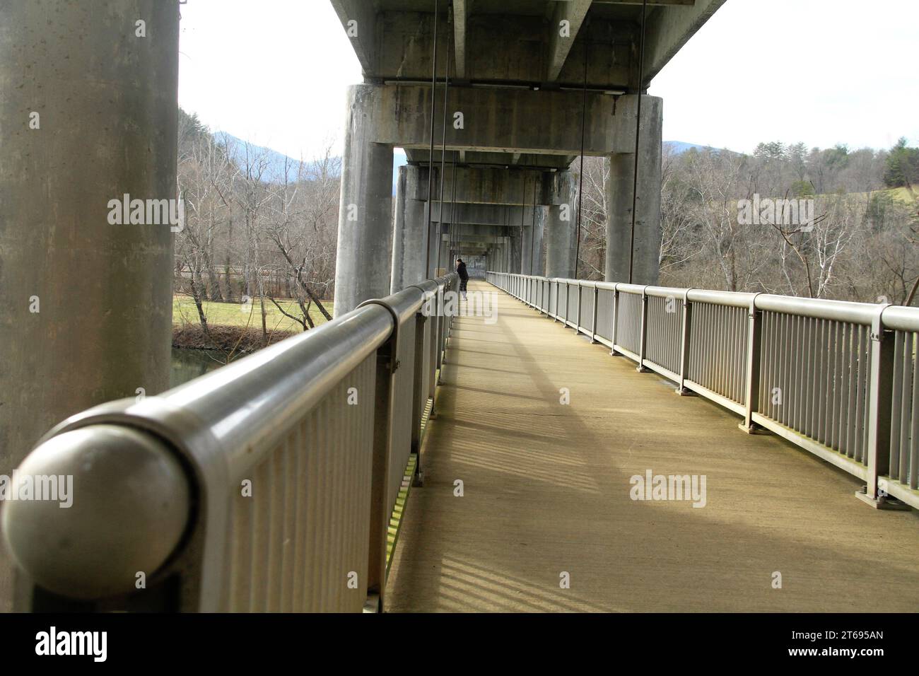Blue Ridge Parkway, VA, USA. Large bridge over James River with walkway ...