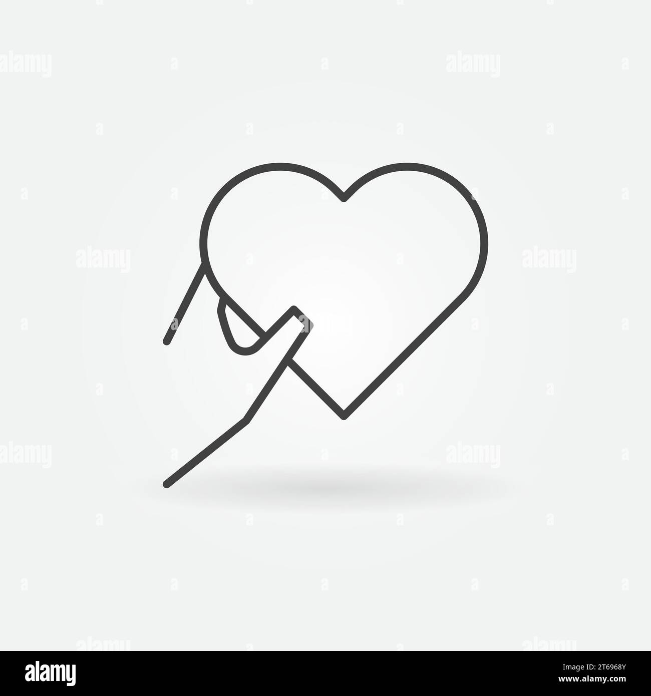 Hand holding heart vector icon or symbol in thin line style Stock ...