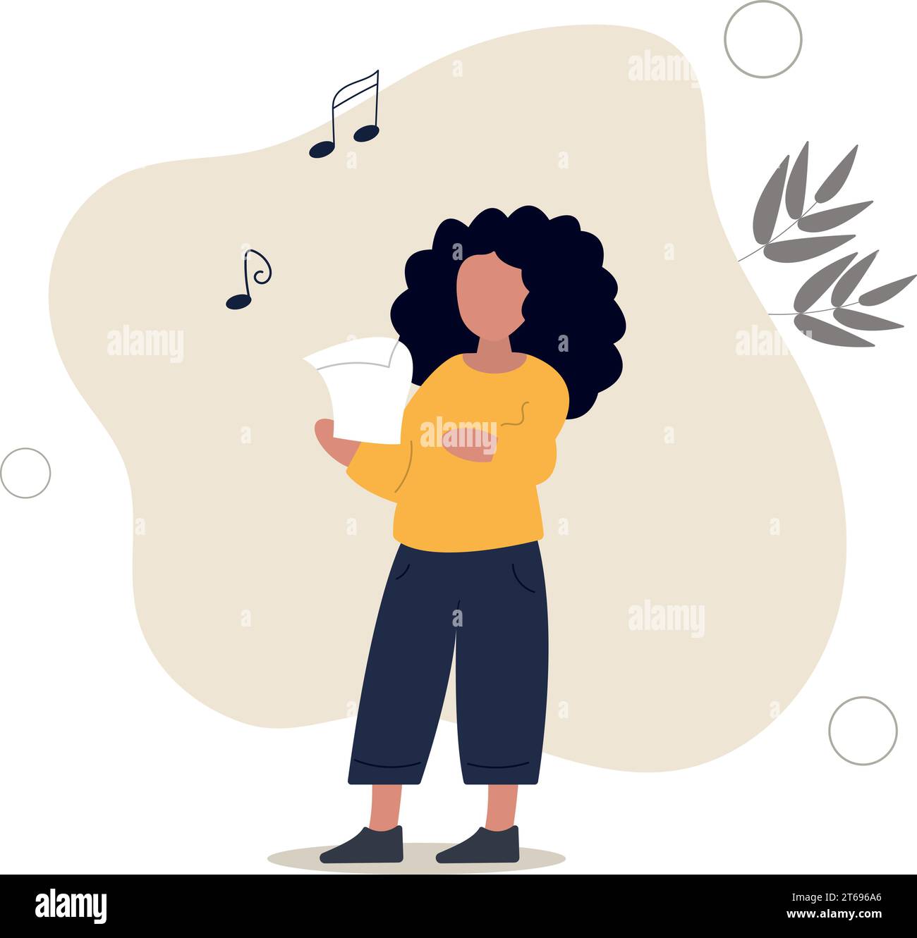 girl singing songs with pure enthusiasm, spreading happiness.flat ...