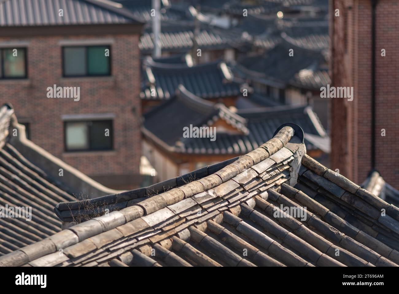 Bukchon Hanok village old traditional Korean architecture district and ...