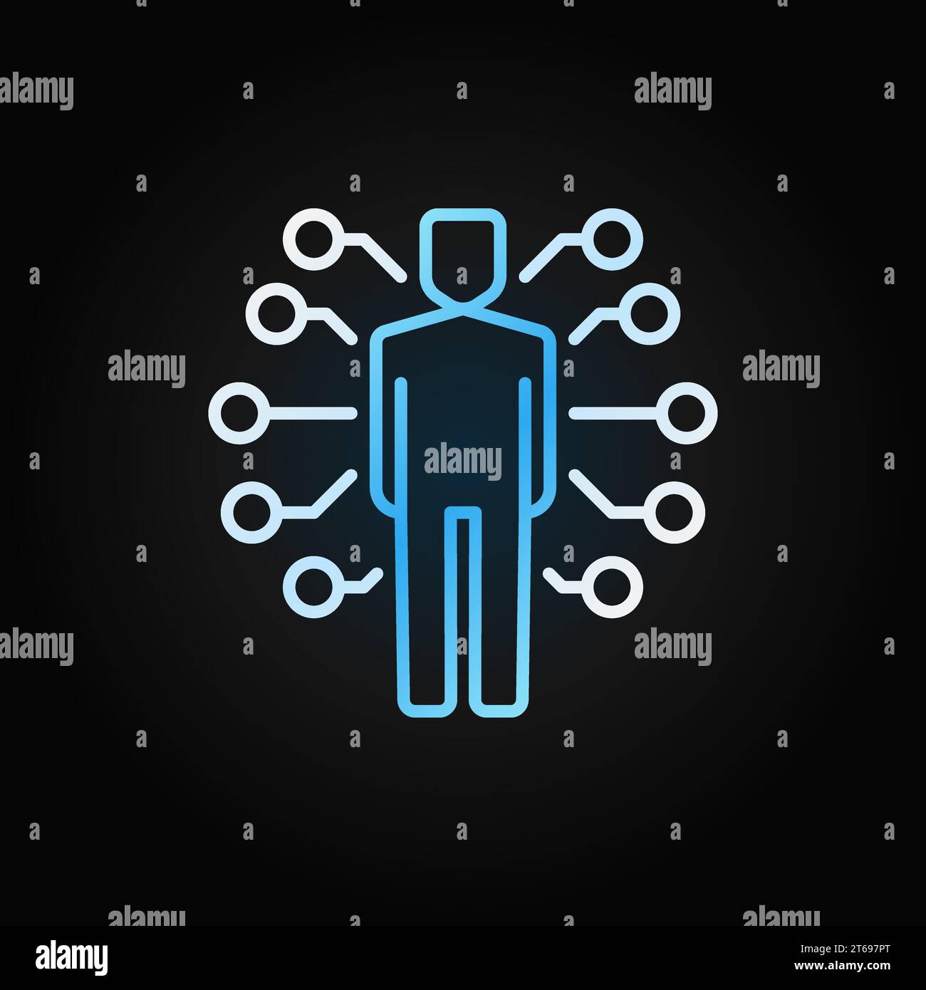 AI Man vector colored icon or design element in thin line style on dark background Stock Vector