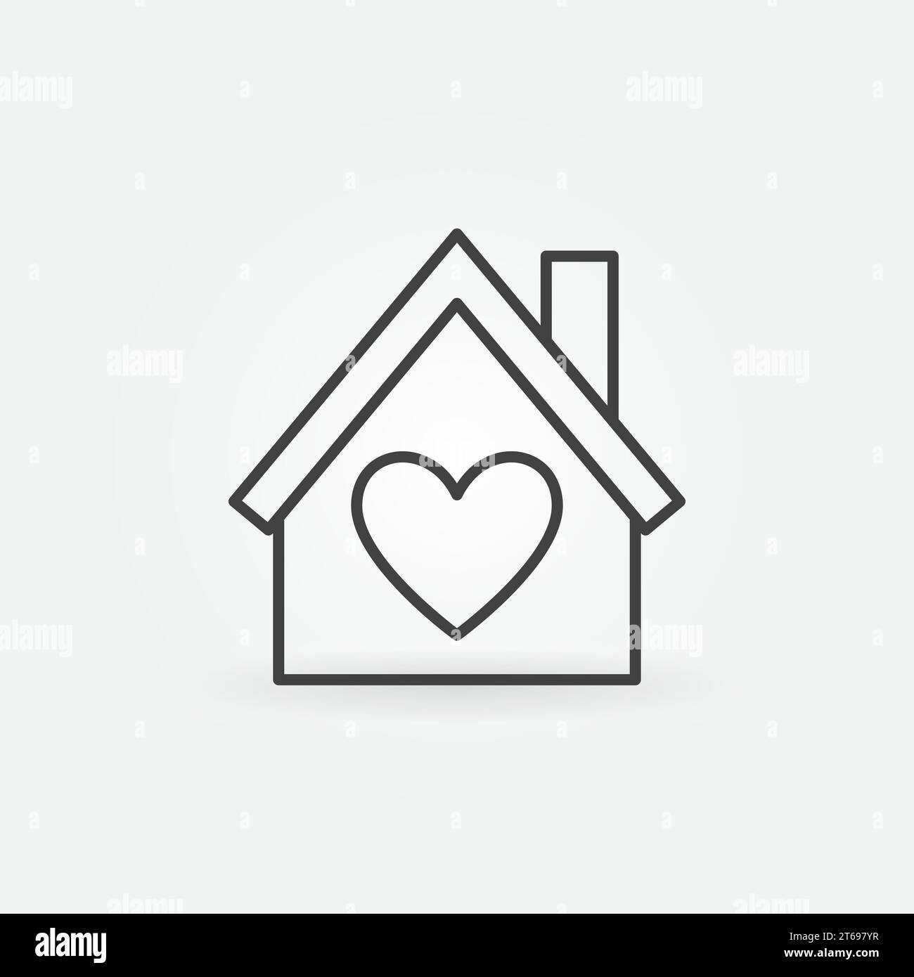 House with heart vector outline icon. Love house simple symbol in thin ...
