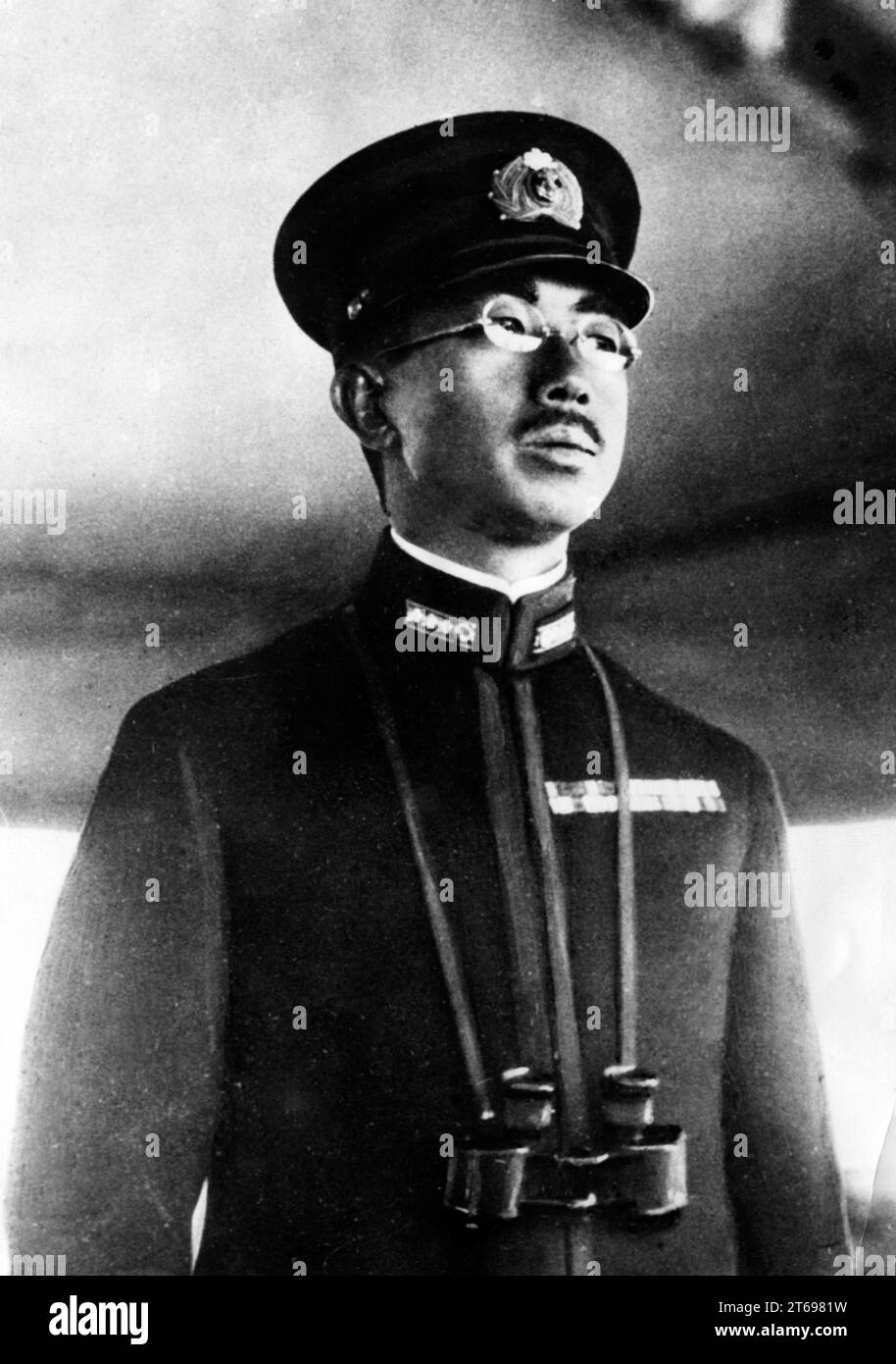 Japanese Emperor Hirohito aboard the battlecruiser Kirishima observes maneuvers by Japanese naval forces south of Japan. [automated translation] Stock Photo