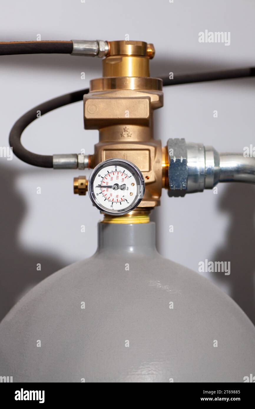 Gas cylinders for fire suppression. Safety equipment for fire control Stock Photo Alamy