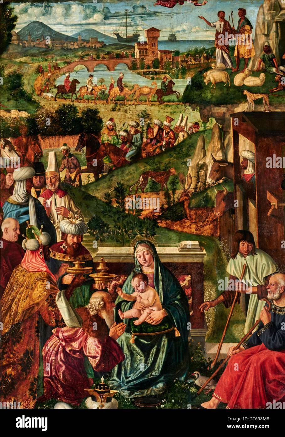 Adorazione dei Magi   - olio su tavola  -  Cristoforo Caselli    - 1499 -  Parma, chiesa di S.Giovanni Evangelista Stock Photo