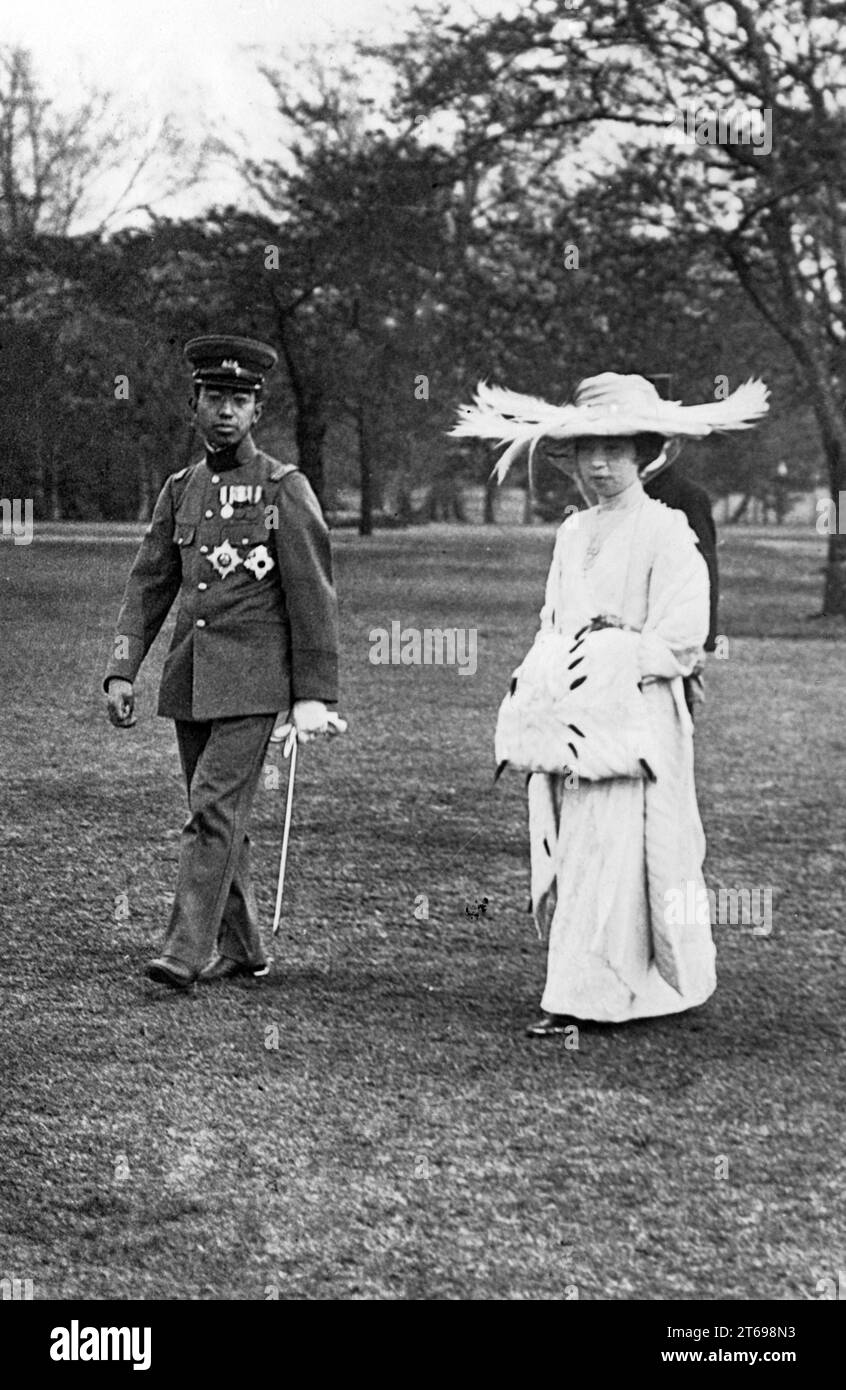 Hirohito in his time as Prince Regent walking in the garden of the Imperial Palace. [automated translation] Stock Photo