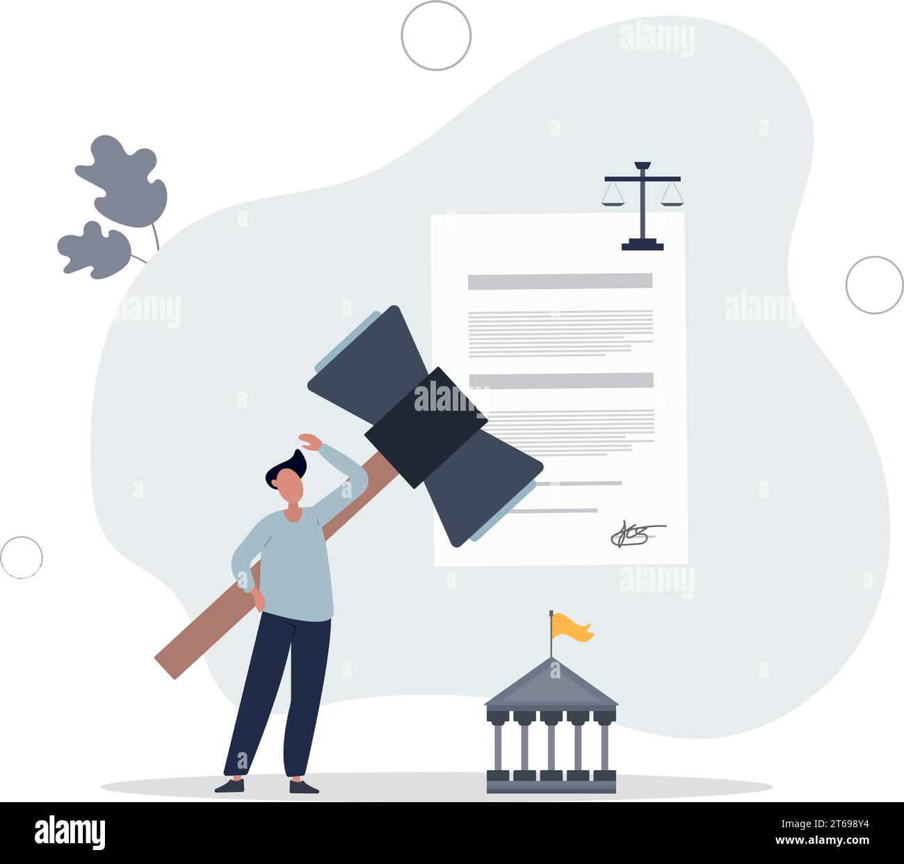 Legislation as result of enrolling, enacting or promulgating laws.Signed parliament decision document with legal authority rights . Stock Vector