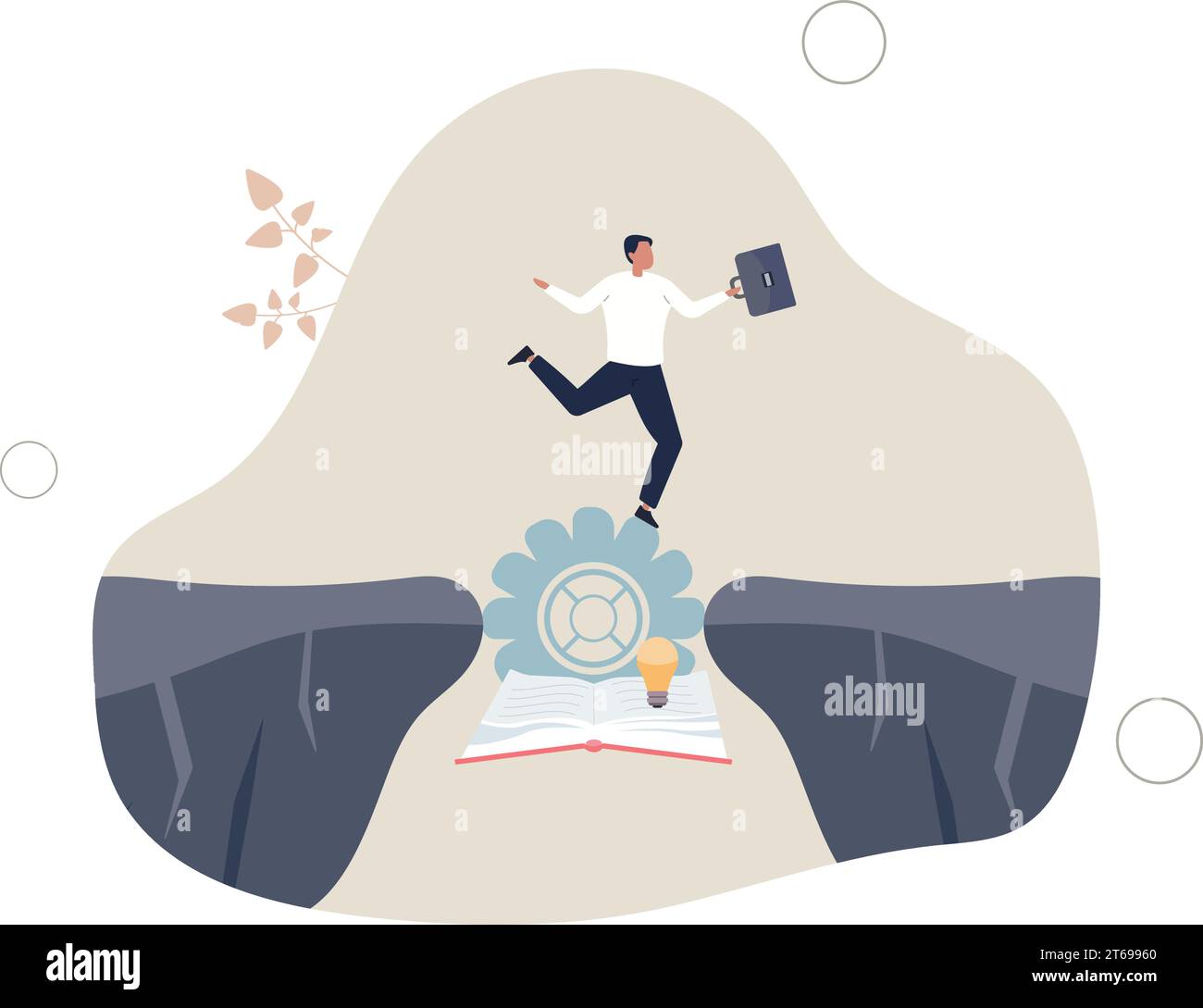 Bridging the gap with business knowledge and education.Career problem overcome using self development and growth. Stock Vector