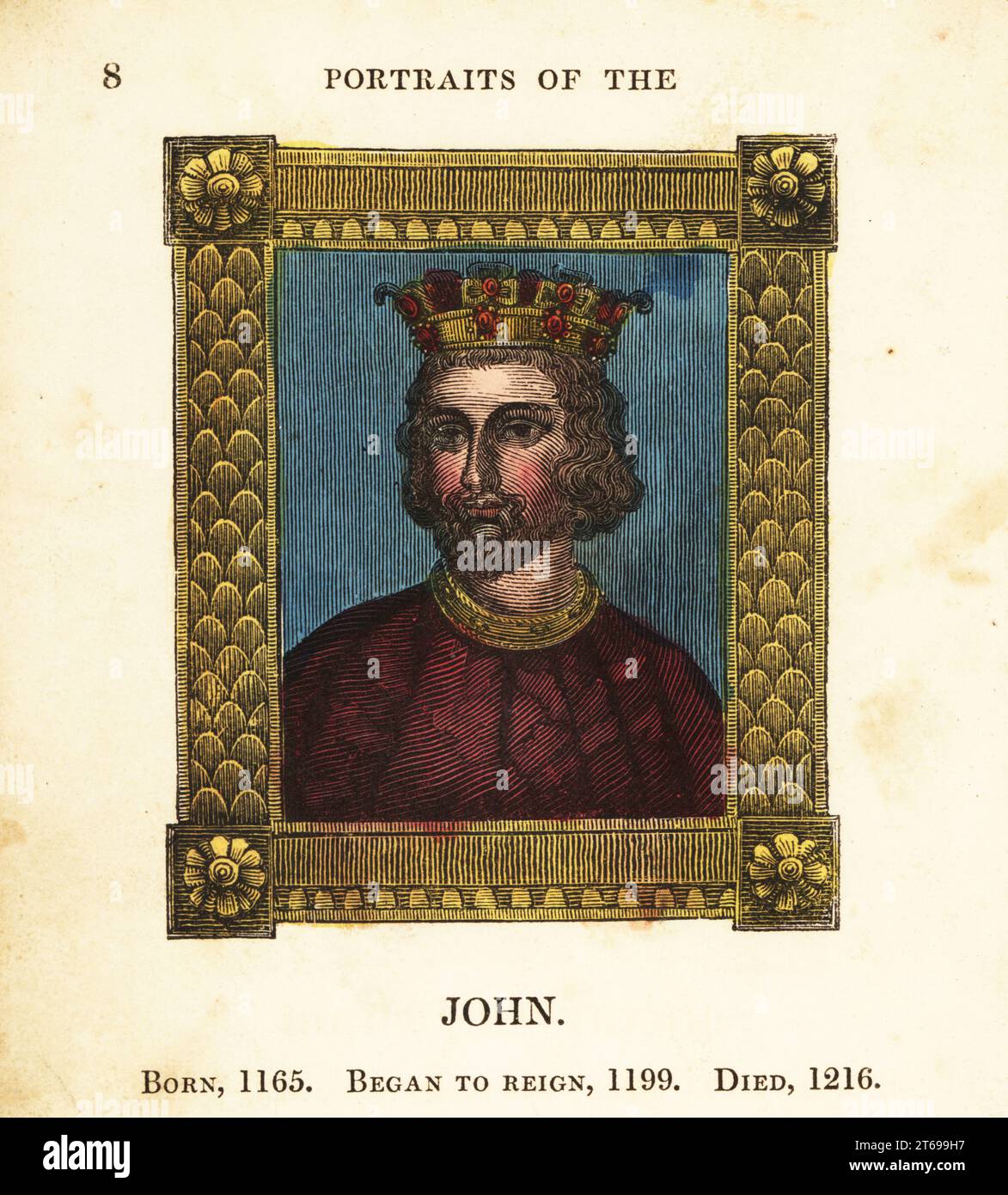Portrait of King John of England, born 1165, began reign 1199 and died 1216. In crown, cape with