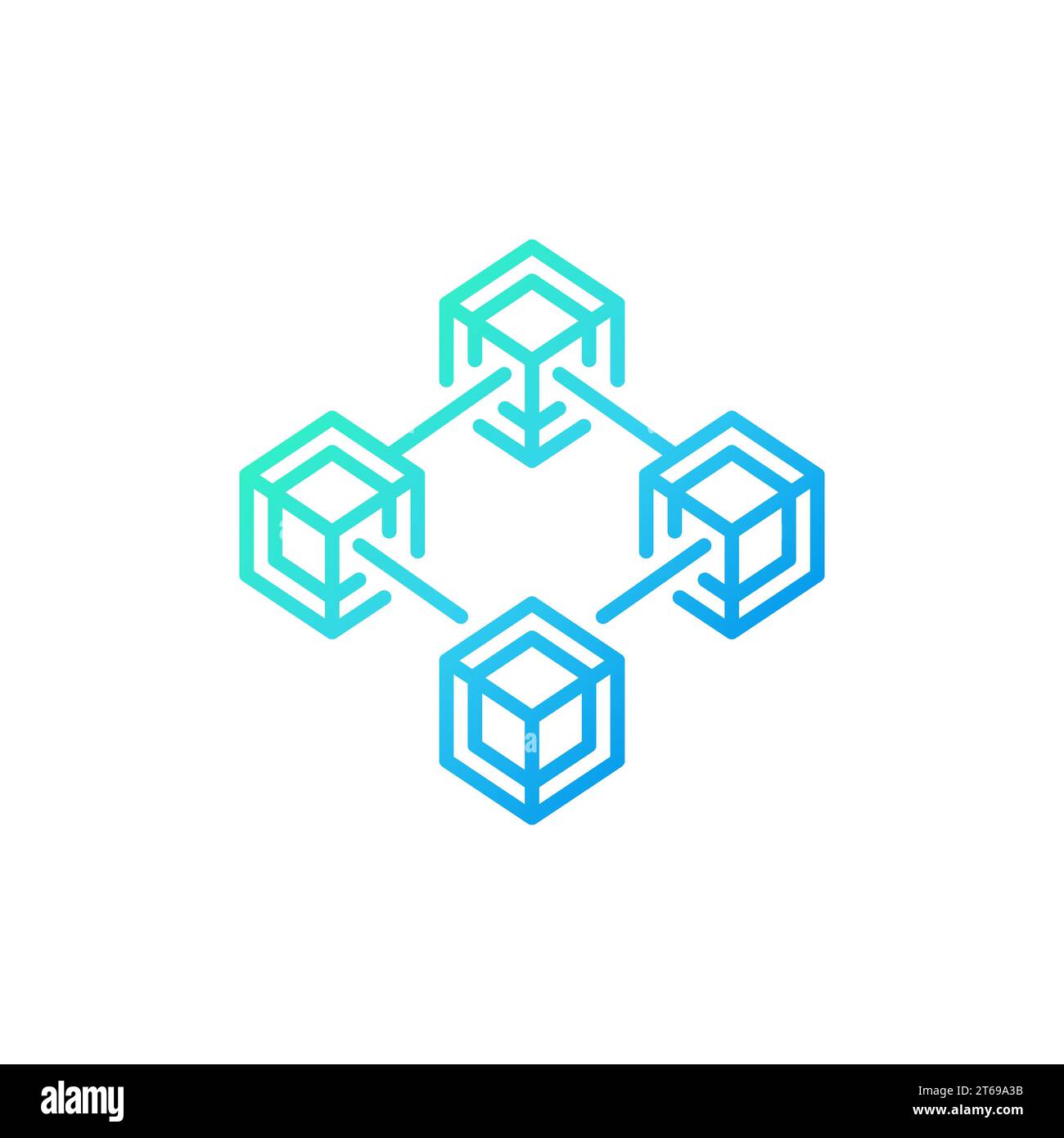 Vector Blockchain Technology blue line concept icon or logo element on ...
