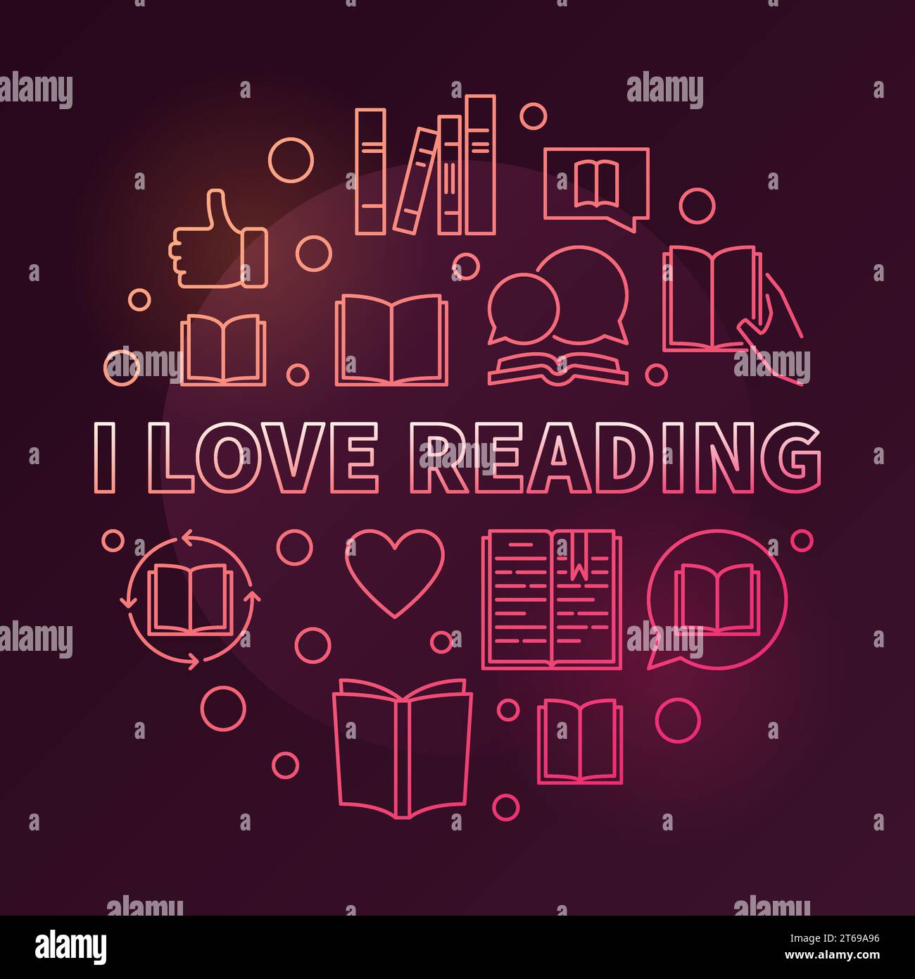 I Love Reading vector circular colorful outline education concept ...