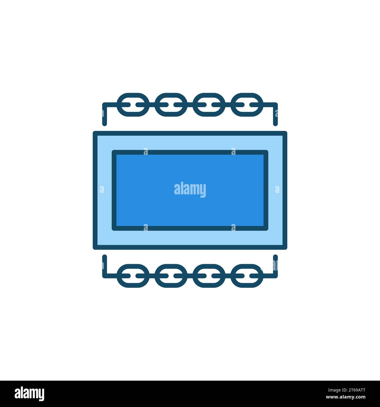 Blockchain blue icon - vector Block with Chain concept colored symbol ...