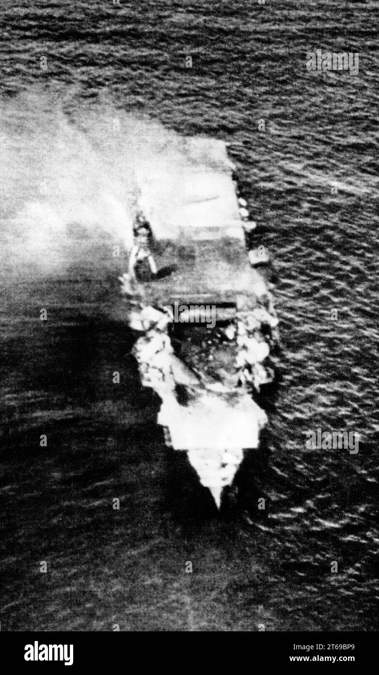 The burning Japanese aircraft carrier Hiryu. [automated translation] Stock Photo