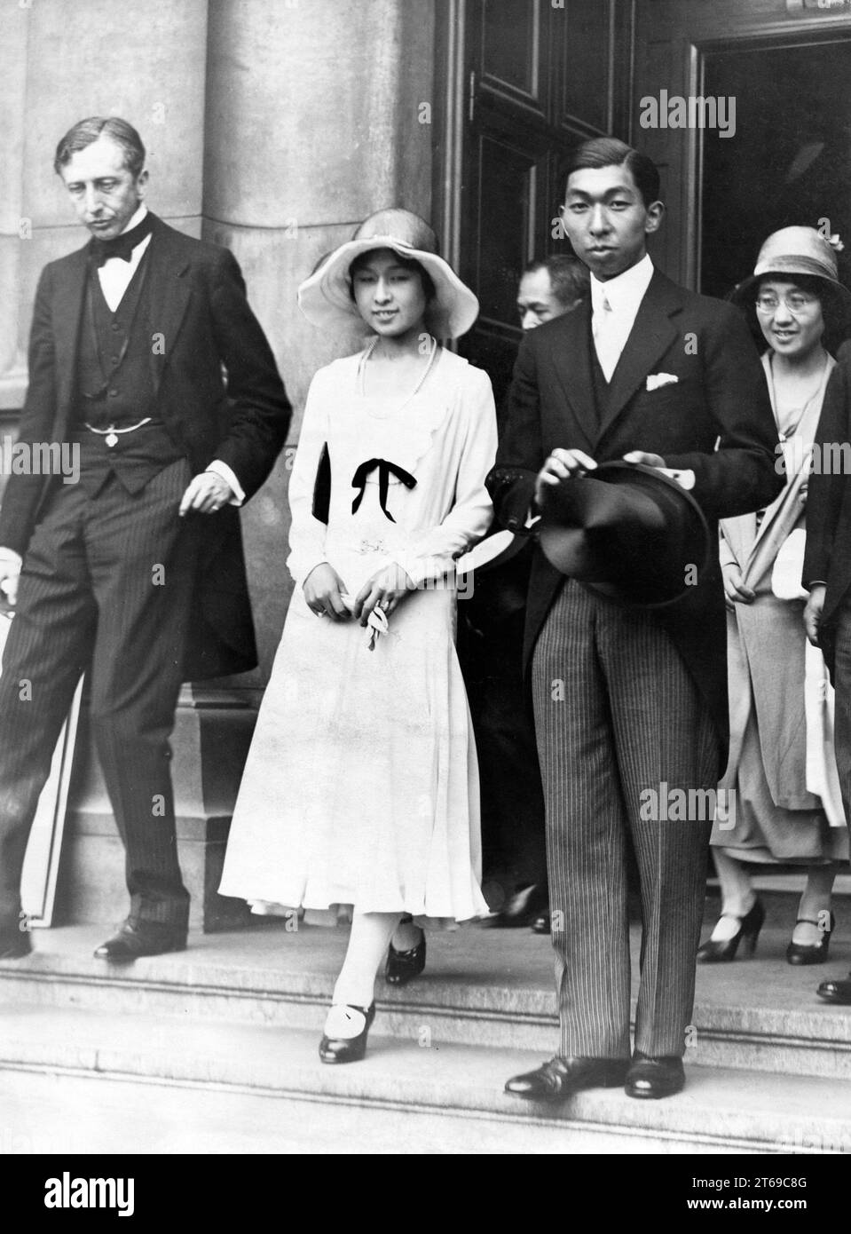 Princess Takamatsu Kikuko and Prince Nobuhito of Takamatsu leave the