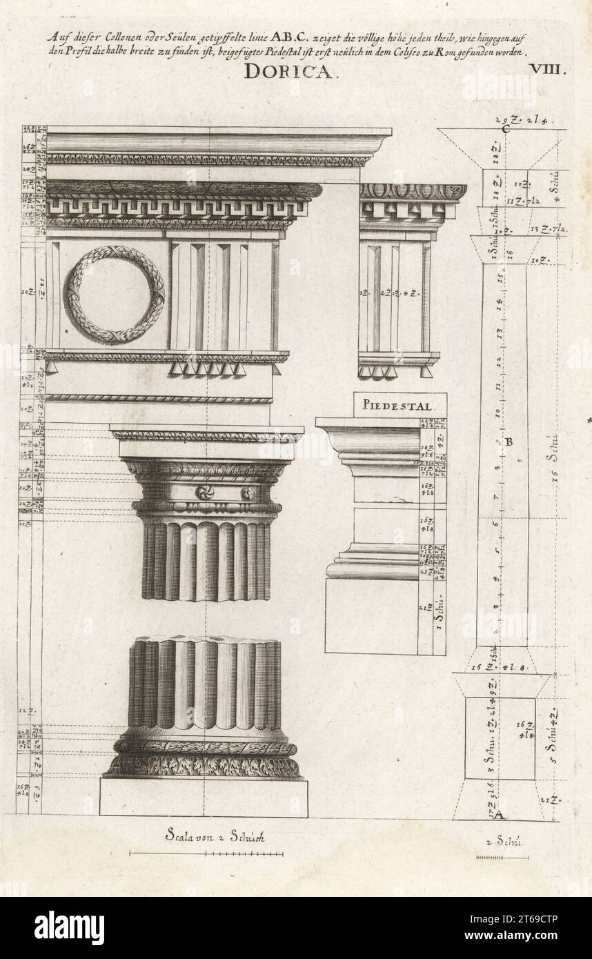 Doric order column with entablature dorische s ule mit geb lkst cken