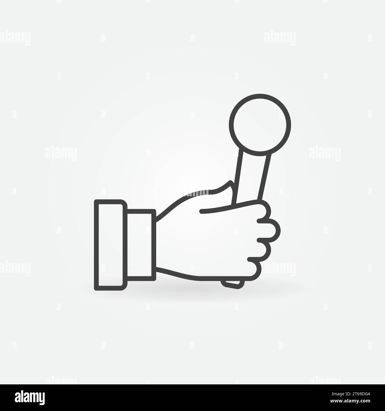 Handheld Interview Microphone in Hand vector icon in thin line style Stock Vector