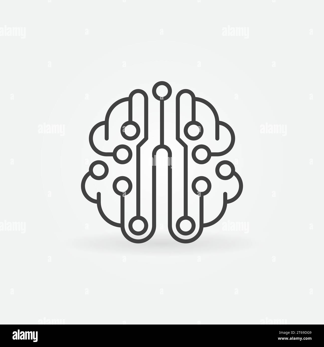 Circuit board brain simple vector outline icon or design element Stock ...
