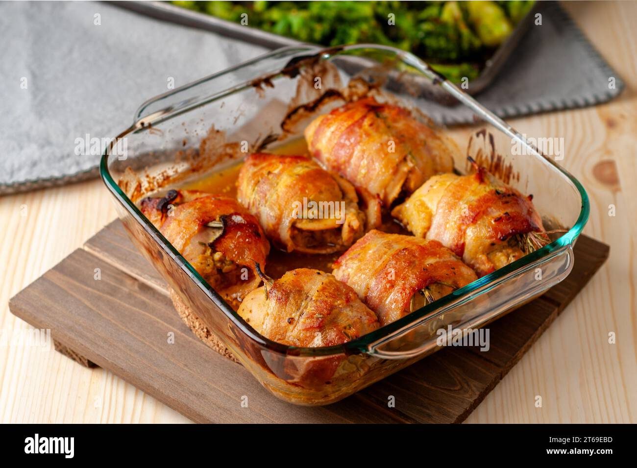 Bacon Wrapped HoneyMustard Boneless Skinless Chicken Thighs with Herbs