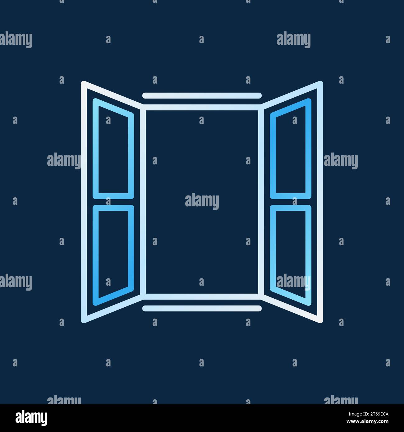 Opened window colored icon. Vector creative symbol in linear style on dark blue background Stock Vector
