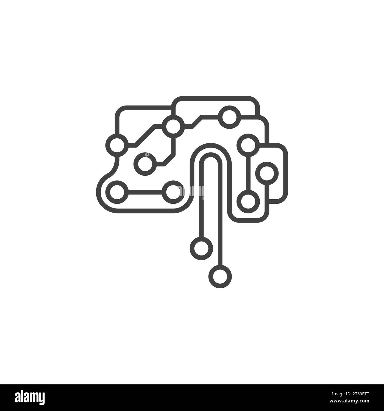 Printed circuit board brain vector icon or sign in thin line style ...