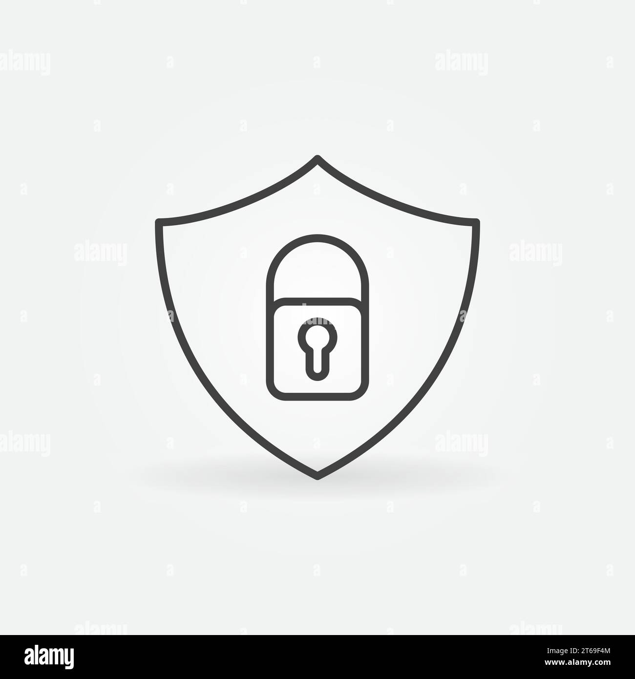 Shield with Padlock linear icon. Vector Cyber Security outline concept symbol Stock Vector