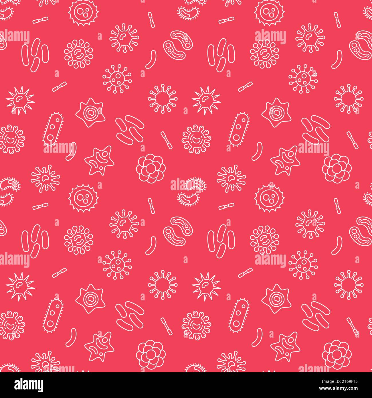 Seamless red bacterium pattern or background. Vector illustration Stock Vector
