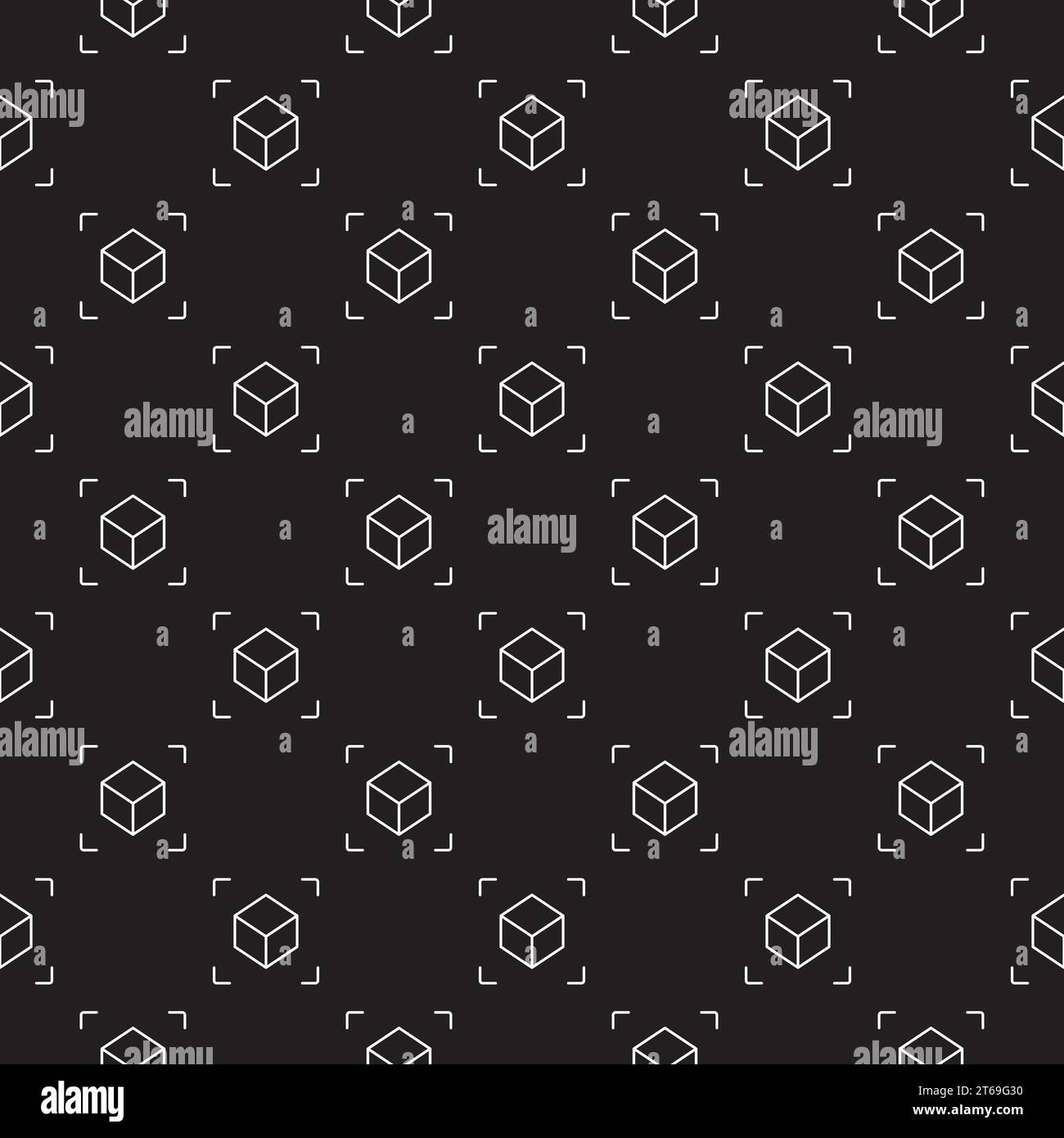 Cube dark seamless vector pattern. Augmented Reality concept background Stock Vector
