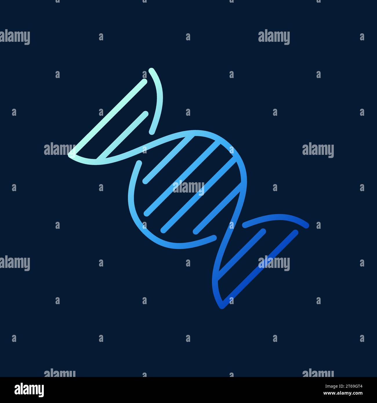 DNA vector blue concept outline icon or logo element on dark background Stock Vector