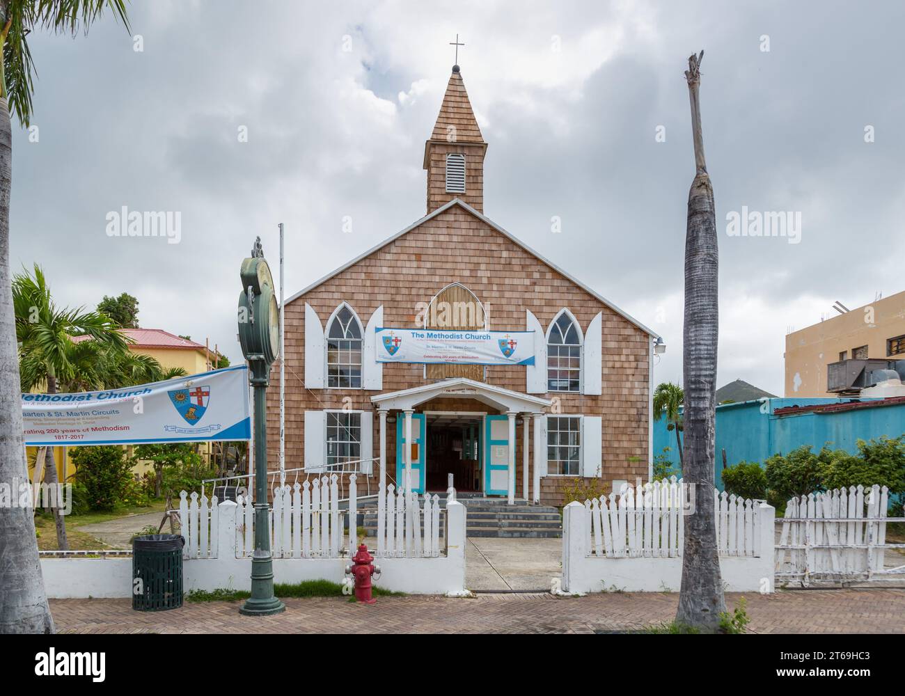 200 year old Methodist Church in Phillipsburg, St. Maarten in the Caribbean Stock Photo