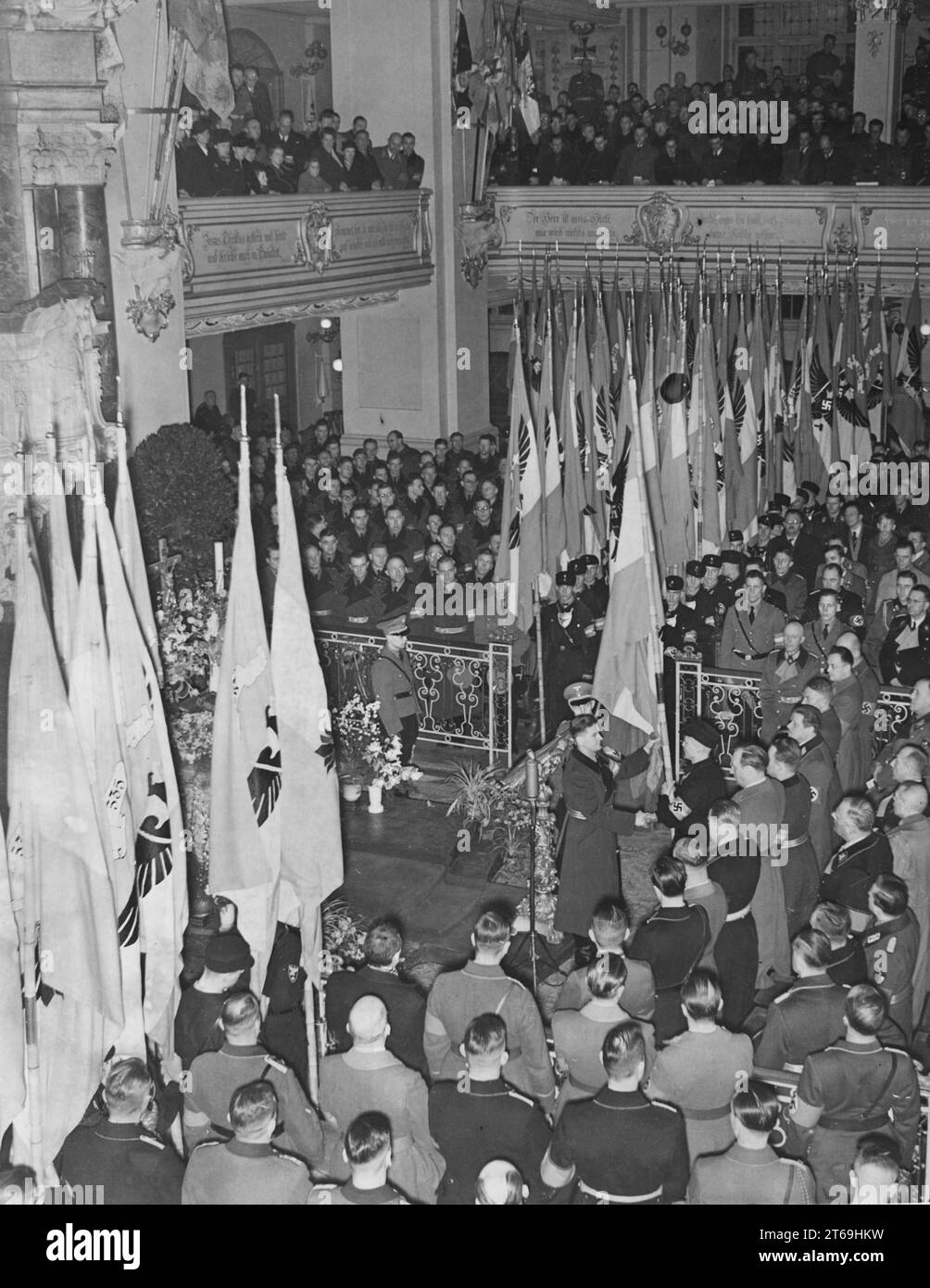 Reich Youth Leader von Schirach consecrates flags of Hitler Youth youth banners, including those from Austria and the Sudetenland, by touching the Herbert Norkus flag in the Potsdam Garrison Church. [automated translation] Stock Photo